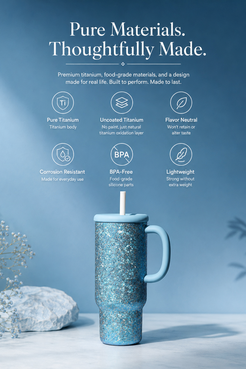 Mono-Ti  —  Titanium Pure Hydration Tumbler — Glacier Blue