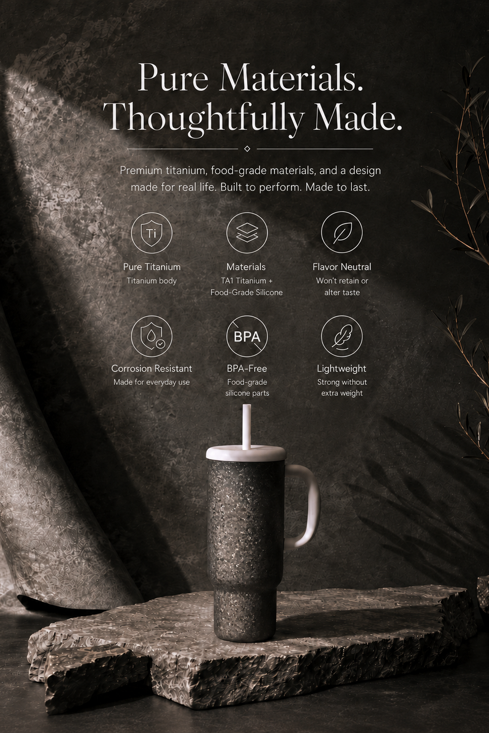 Mono-Ti  —  Titanium Pure Hydration Tumbler — Graphite Gray